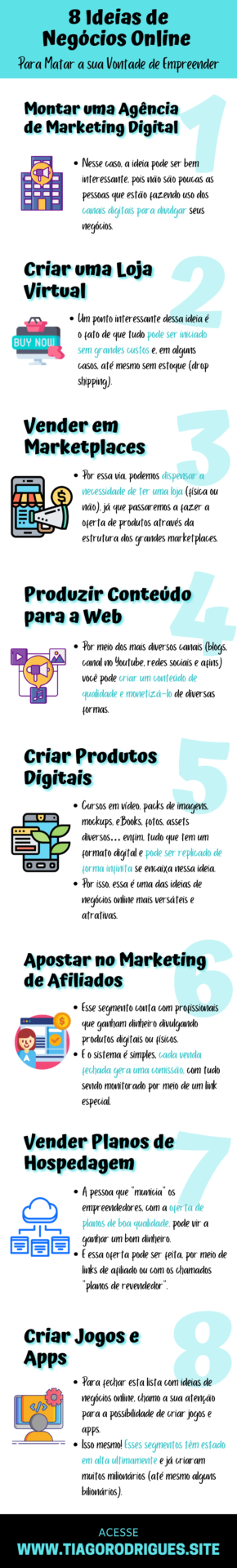 Infográfico sobre o artigo 8 Ideias de Negócios Online para Matar a sua Vontade de Empreender