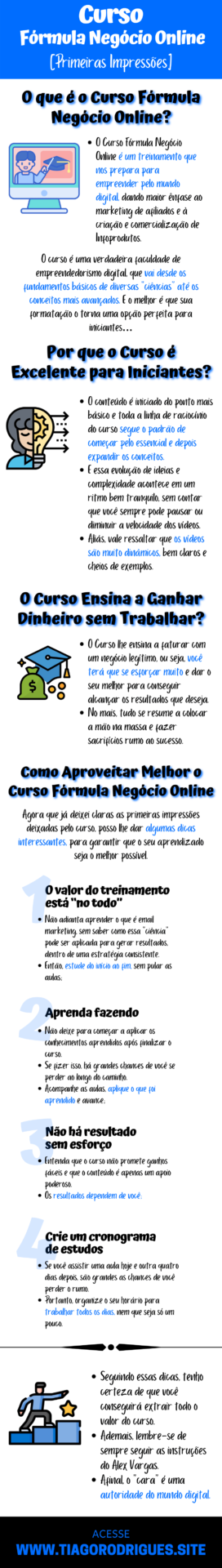 Infográfico sobre o artigo Curso Fórmula Negócio Online [Primeiras Impressões]