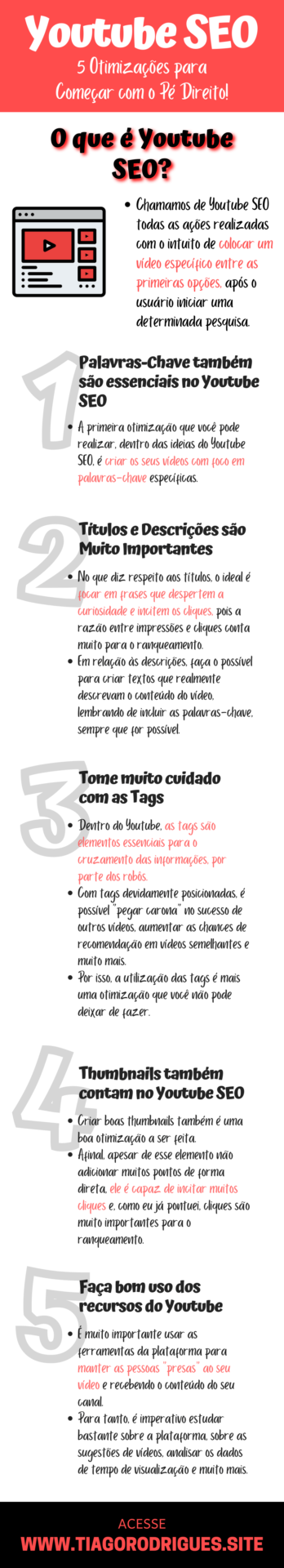 Infográfico sobre o artigo Youtube SEO: 5 Otimizações para Começar com o Pé Direito!